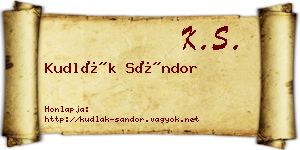 Kudlák Sándor névjegykártya