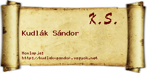 Kudlák Sándor névjegykártya